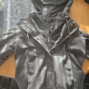 Mo Ka Gray Hooded Jacket Sz M